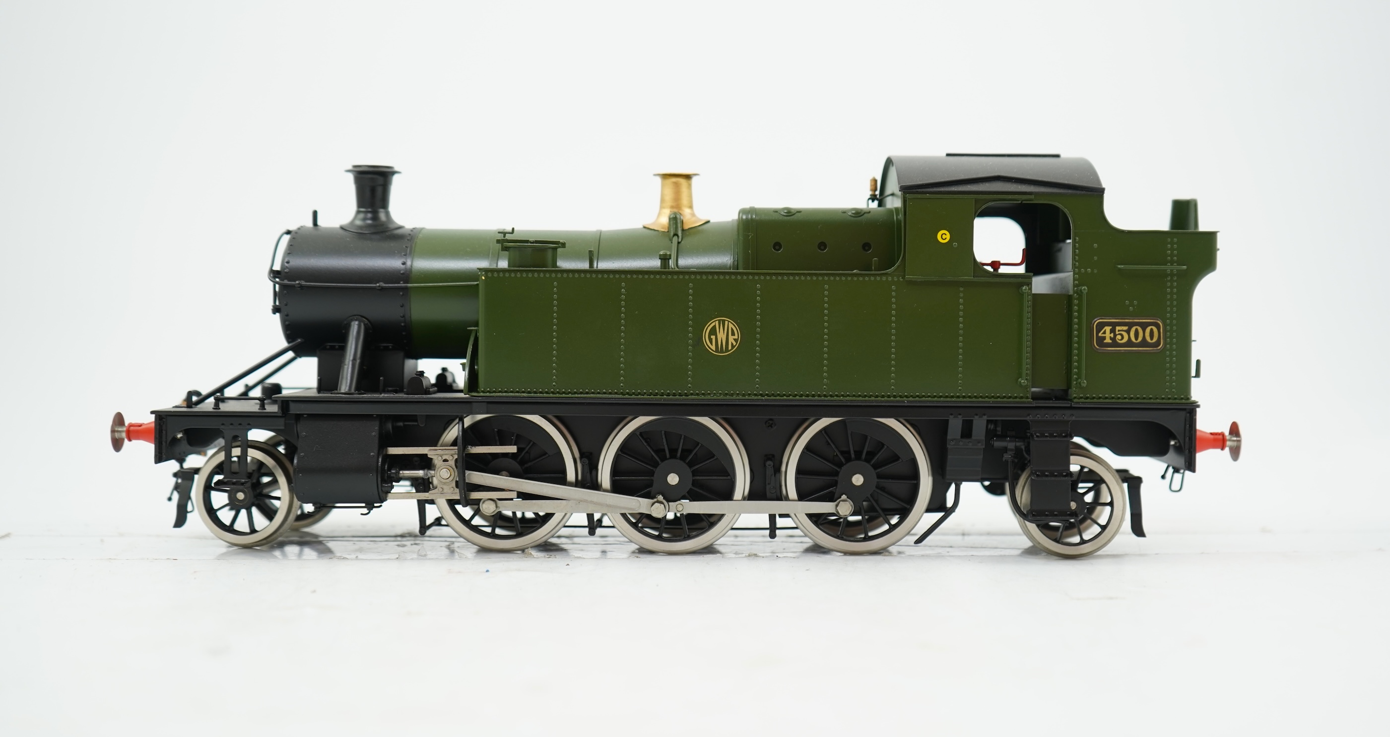 A Gauge One FineScale Brass for Bachmann model of GWR Class 45xx, 4500, 2-6-2T Prairie Tank locomotive, powered for two rail operation.